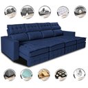 Ver imagem 3 de Sofá Retrátil e Reclinável 3.20m Molas Ensacadas e Costura Tripla Cama inBox Nobre Suede Azul