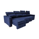Ver imagem 6 de Sofá Retrátil e Reclinável 3.20m Molas Ensacadas e Costura Tripla Cama inBox Nobre Suede Azul