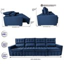 Ver imagem 2 de Sofá Retrátil e Reclinável 3.20m Molas Ensacadas e Costura Tripla Cama inBox Nobre Suede Azul