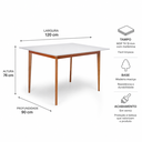 Ver imagem 3 de Mesa de Jantar 6 Lugares Retangular 120x90 em Madeira em MDF Liz Branca