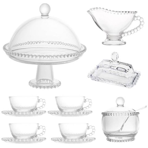 Conjunto Chá e Café Cristal 5 Peças Linha Pearl Wolff para Mesa Posta Refinada