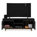 Ver imagem 5 de Rack Bancada Flow para Tv 146 Cm 2 Portas com Pés de Madeira Preto - Rede Móveis