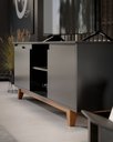 Ver imagem 2 de Rack Bancada Flow para Tv 146 Cm 2 Portas com Pés de Madeira Preto - Rede Móveis