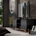 Ver imagem 3 de Rack Bancada Flow para Tv 146 Cm 2 Portas com Pés de Madeira Preto - Rede Móveis
