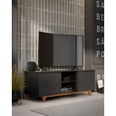 Ver imagem 1 de Rack Bancada Flow para Tv 146 Cm 2 Portas com Pés de Madeira Preto - Rede Móveis