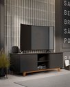 Ver imagem 1 de Rack Bancada Flow para Tv 146 Cm 2 Portas com Pés de Madeira Preto - Rede Móveis