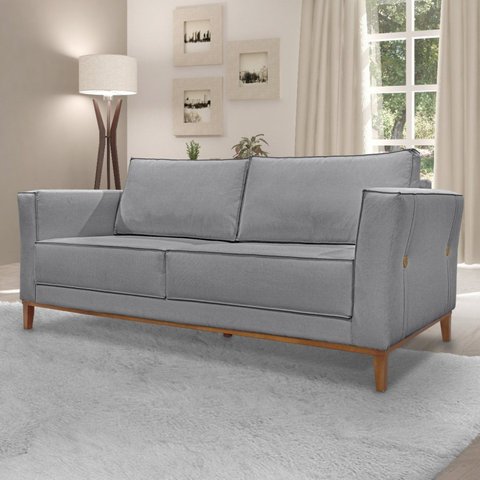 Sofá 3 Lugares 230cm Linho Brest Cinza