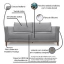 Ver imagem 4 de Sofá 3 Lugares 230cm Linho Brest Cinza