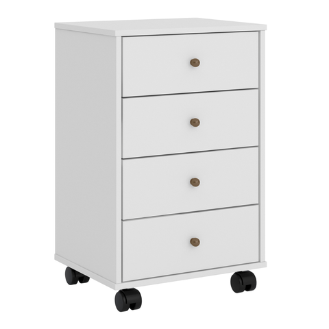 Mesa de Cabeceira 4 Gavetas com Rodízios Presence Demóbile:Branco