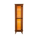 Ver imagem 3 de Cristaleira Alta Torre Funcional Retrô Sala/Quarto Madeira Maciça 1 Porta com LED Domus Castanho