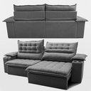 Ver imagem 7 de Sofá Retrátil e Reclinável 2,60m Molas Ensacadas Dream Velusoft Cinza Cama Inbox