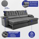 Ver imagem 2 de Sofá Retrátil e Reclinável 2,60m Molas Ensacadas Dream Velusoft Cinza Cama Inbox