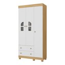 Ver imagem 2 de Guarda-roupa Infantil 92cm com Vidro 3 Portas e 2 Gavetas Nina Multimóveis Mp4503 Madeirado/branco