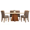 Mesa de Jantar Sierra 1,60m x 0,80m com 6 cadeiras Fernanda Savana/Off White - 1