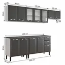 Ver imagem 3 de Cozinha Completa Modulada em Aço 5 Peças Balcão com Tampo New Premium Itatiaia Cinza Grafite/Branco