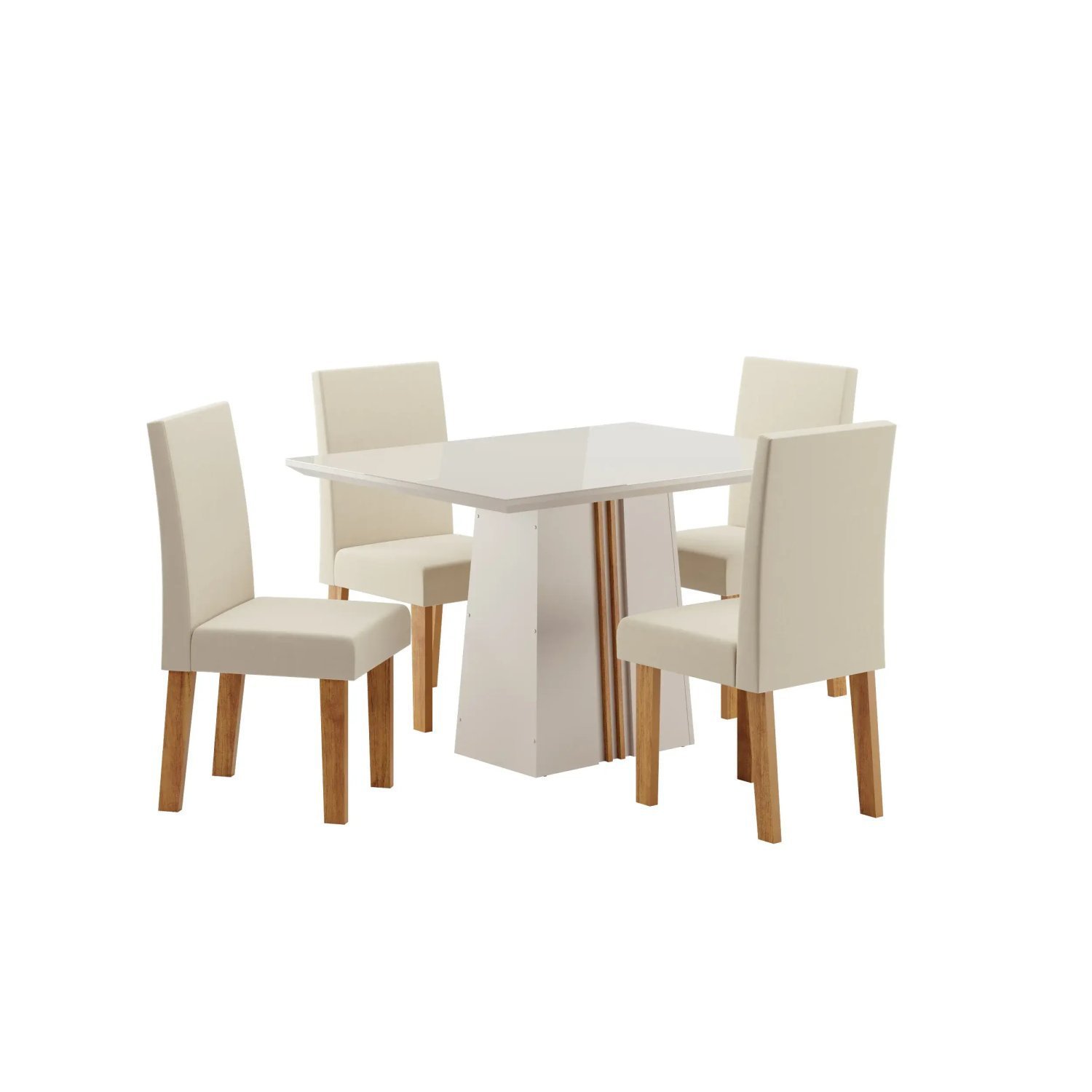 Conjunto Sala de Jantar Mesa Queen Tampo Vidro/MDF com 4 Cadeiras Venus Viero - 2