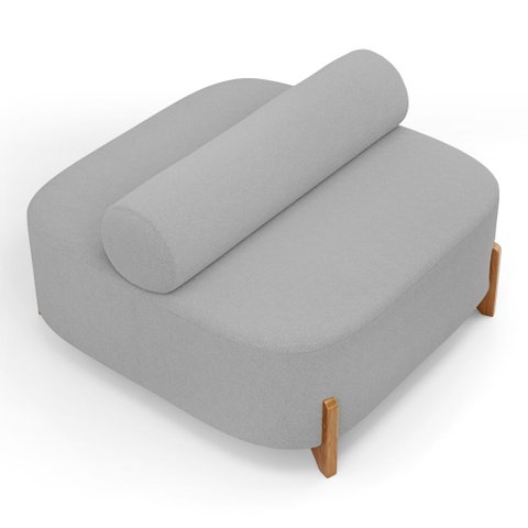 Sofá Ilha Orgânico Living Closet Evo 125cm 02 Lugares Bouclê Cinza Claro - Desk Design
