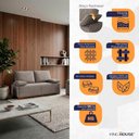Ver imagem 3 de Conjunto Sofá Living Montblanc 3 e 2 Bouclê Marrom Braços Reclináveis - King House