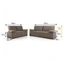 Ver imagem 2 de Conjunto Sofá Living Montblanc 3 e 2 Bouclê Marrom Braços Reclináveis - King House