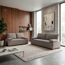 Ver imagem 1 de Conjunto Sofá Living Montblanc 3 e 2 Bouclê Marrom Braços Reclináveis - King House