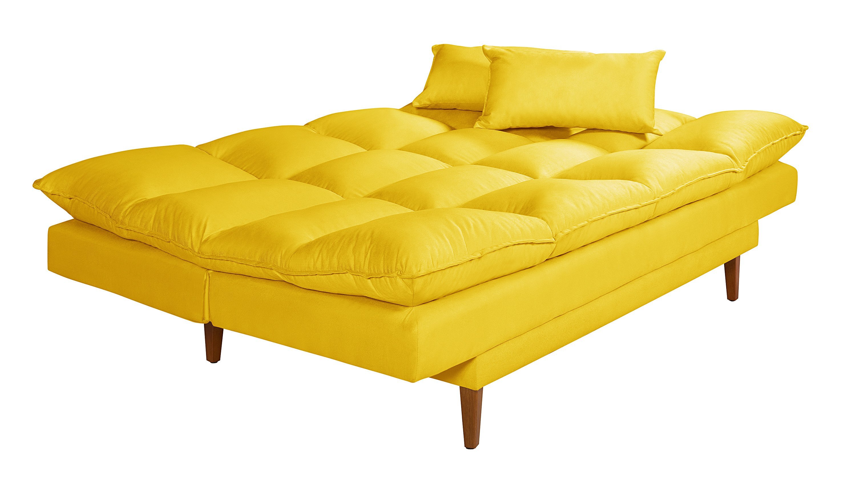 Sofá Cama Casal 3 Lugares Andorra Suede Amarelo 374 Império Estofados - 6