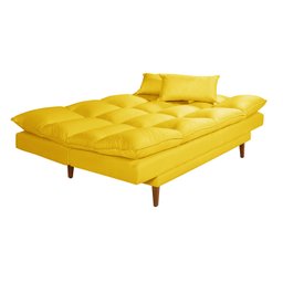 Sofá Cama Casal 3 Lugares Andorra Suede Amarelo 374 Império Estofados - 6