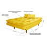 Sofá Cama Casal 3 Lugares Andorra Suede Amarelo 374 Império Estofados - 7