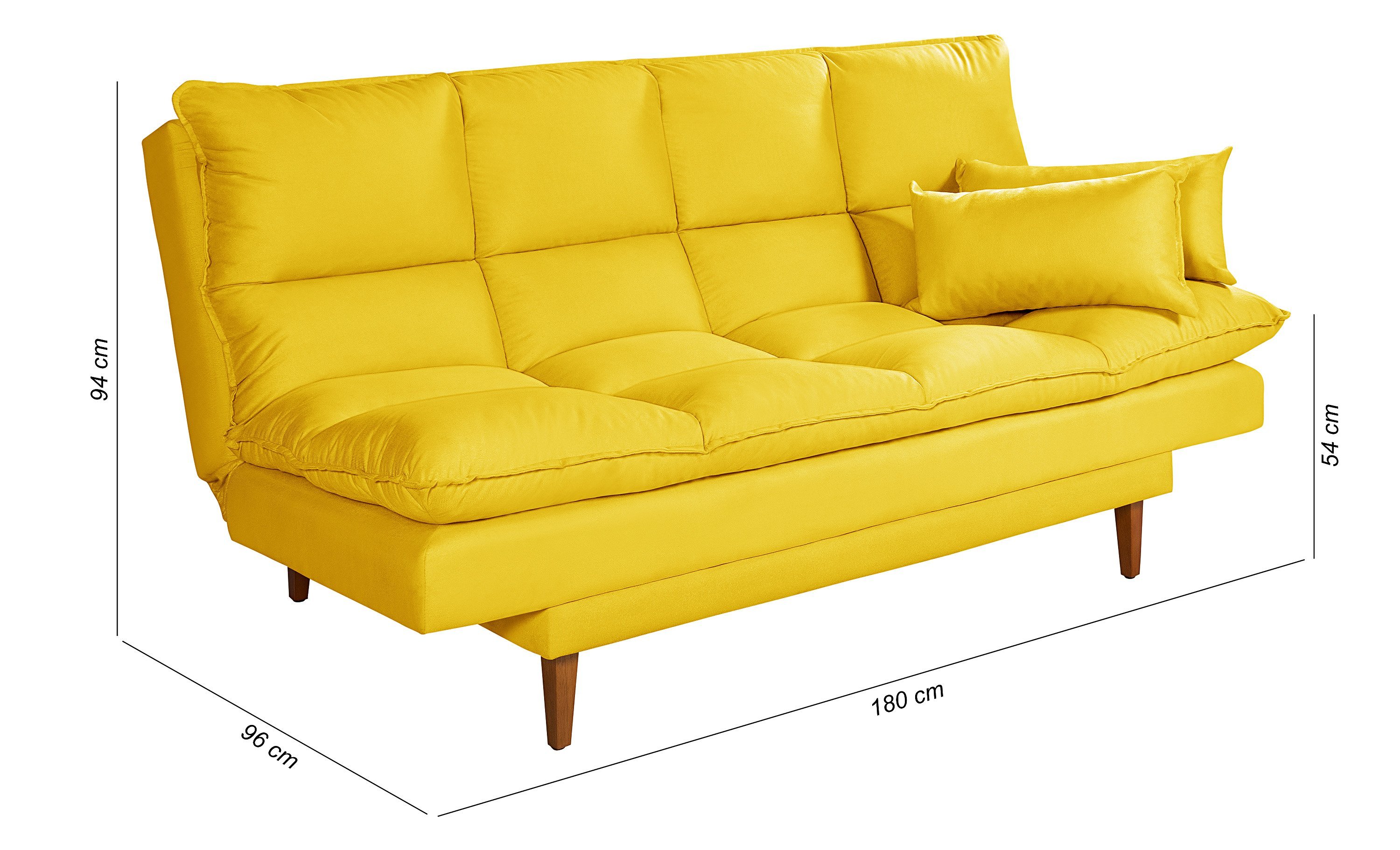 Sofá Cama Casal 3 Lugares Andorra Suede Amarelo 374 Império Estofados - 3