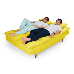 Sofá Cama Casal 3 Lugares Andorra Suede Amarelo 374 Império Estofados - 2