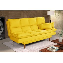 Sofá Cama Casal 3 Lugares Andorra Suede Amarelo 374 Império Estofados - 1