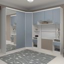 Ver imagem 1 de Guarda Roupa Solteiro Modulado Espelho Cp06 Taiga Branco/grey L01 - Mpozenato