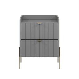 Mesa de Cabeceira com Gaveta Cinza para Quarto Moriah 45cm Pes Champagne - 5