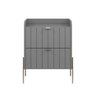 Mesa de Cabeceira com Gaveta Cinza para Quarto Moriah 45cm Pes Champagne - 5