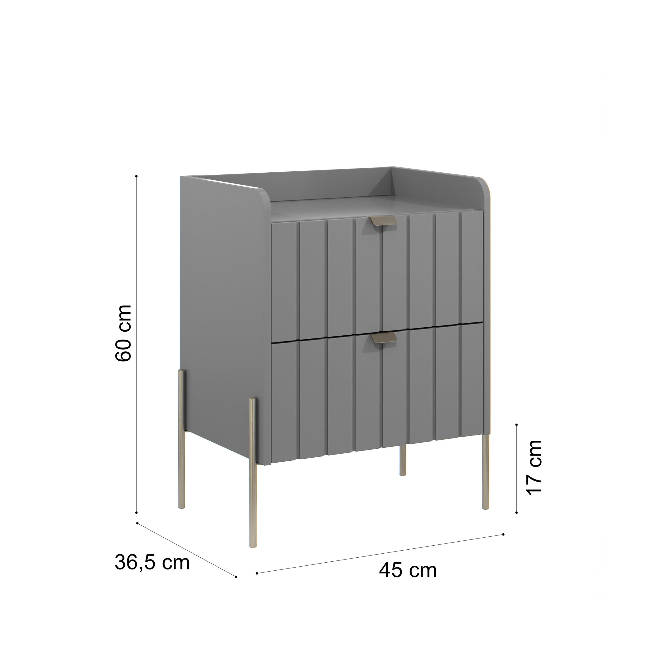 Mesa de Cabeceira com Gaveta Cinza para Quarto Moriah 45cm Pes Champagne - 6