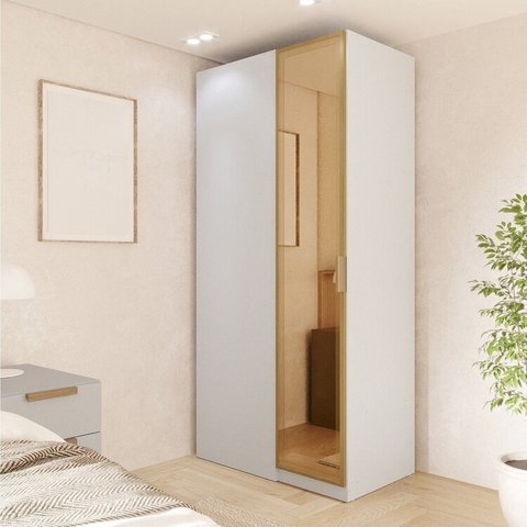 Guarda Roupa Modulado Linear 1 Porta Reflecta Jade CabeCasa MadeiraOriginals Branco/Fosco