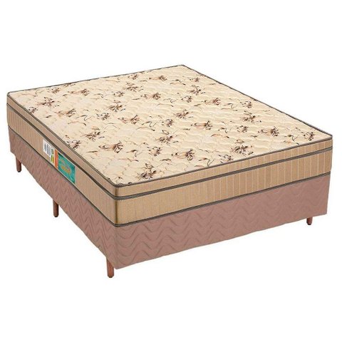 Cama Box Casal: Colchão Espuma Polar D45 Pérola Fort + Base CRC Rústico Clean(138x188)