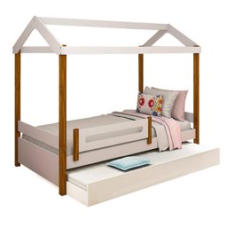 Bicama de solteiro com casinha Elis Divaloto Branco e Mel - 2 Bicama de solteiro com casinha Elis Divaloto Branco e Mel - 2