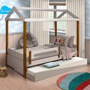 Ver imagem 1 de Bicama de solteiro com casinha Elis Divaloto Branco e Mel