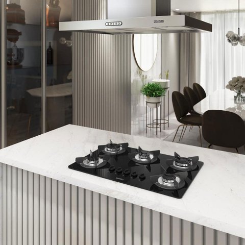 Fogão Cooktop Elétrico com 5 Bocas Mesa em Vidro Safe Nardelli