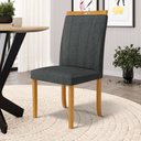 Ver imagem 5 de Cadeira Aurora Madeira Maciça Estofada para Mesa de Jantar Linho Chumbo 406