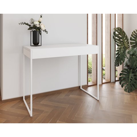 Aparador Industrial Califórnia 137x40 Ferro Branco Tampo Branco