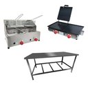 Ver imagem 1 de Kit Lanchonete Mesa de Manipulação 120x55cm + Fritadeira a Gás 2 Cuba + Chapa a Gás 60cm