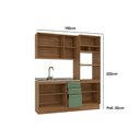 Ver imagem 3 de Kit Cozinha Modulada 3 Peças Botanic (1aéreo+1balcão+1paneleiro) S/pia M652 Nogueira/verde Oliva