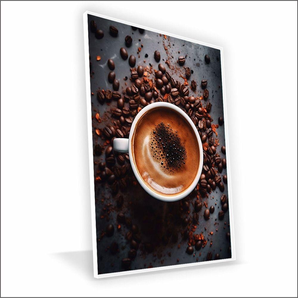 Quadro Café Vinil com Vidro Tamanho-moldura 20x20 Baixa Cor Branca ...
