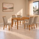 Ver imagem 1 de Conjunto de Mesa de Jantar Dublin 180 Tp MDF Laminado Canto Copo 6 Cadeiras Irlanda