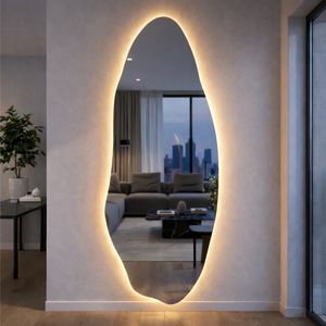 Espelho Orgânico 150x60 com Led Touch Quente Frio Decoração Pinterest Polido Lopazzi Quarto Sala