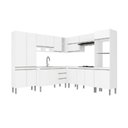 Ver imagem 2 de Cozinha Modulada Athena 8 Peças 3 Balcões 3 Armários Torre Quente e Paneleiro Branco