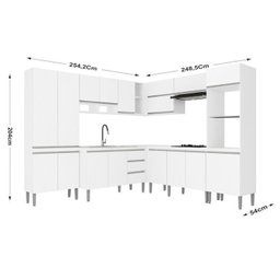 Cozinha Modulada Athena 8 Peças 3 Balcões 3 Armários Torre Quente e Paneleiro - 3