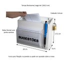 Ver imagem 3 de Urna Caixa De Sugestão Parede Em Acrílico Branca com Cadeado Centauri Acrílicos UCS-B01