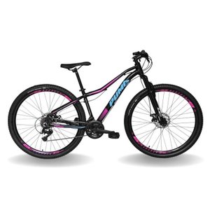 BICICLETA 29 PUMABIKE LINCE 21V INDEX, FREIO MEC, SUSP 80MM RAD7, PRETO COM ROSA E AZUL, 15